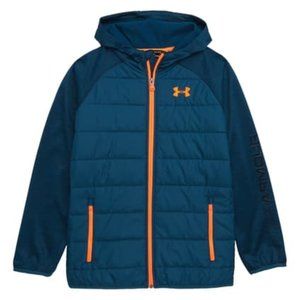 UA Boys Trekker Hooded Jacket, Teal, Youth X-Large